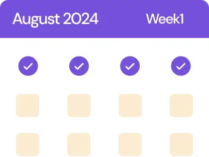 Calendar showing consistent weekly schedule