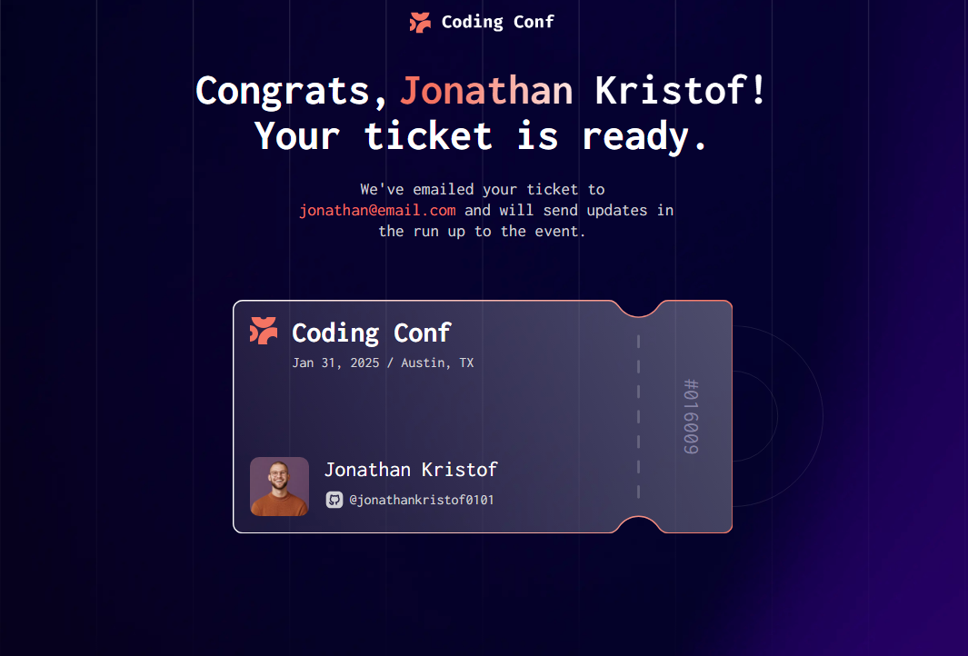 Conference Ticket Generator Challenge